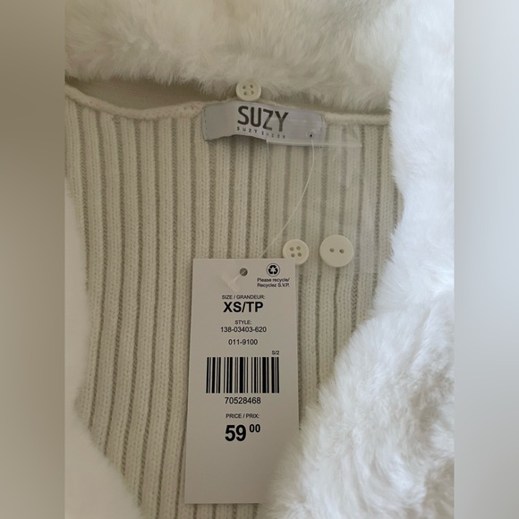 Suzy Shier Fur Trim Cardigan - Picture 3 of 8